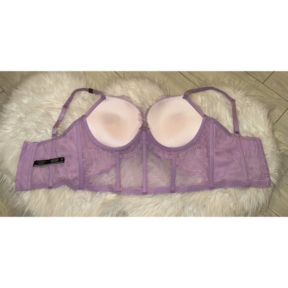 Victorias Secret Very Sexy Push Up Bra Longline Lace UW Womens 32DD Purple New - Picture 4 of 6